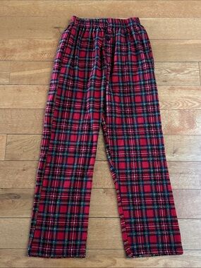 Follow Me mens red/blue plaid fleece pajama pants size M.